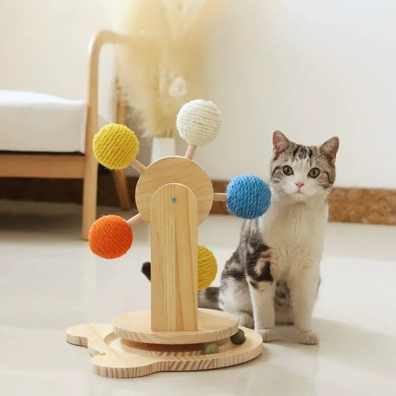 spinclaw wooden cat wheel